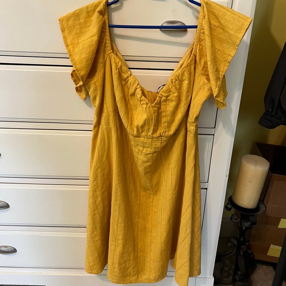 Shein Curve Size 4XL Off the Shoulder Yellow Gold Dress Vacation Wedding guest - Picture 3 of 9
